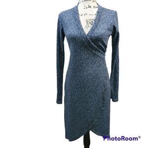 Pretty Young Thing Blue Jersey Knit True Wrap Dress Size M